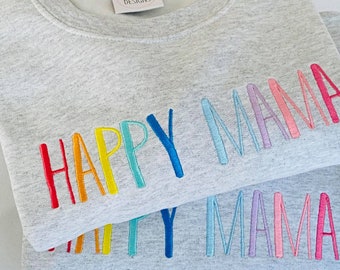 Pull brodé 'Happy Mama'