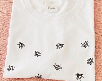 LOTS OF BEES - Embroidered Organic T-shirt- Embroidered Tee