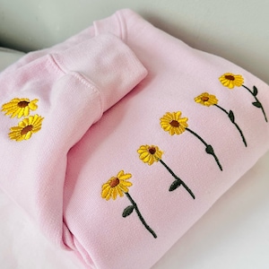 Sunflower Embroidered Sweatshirt, Mothers Day Gift, Eco