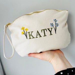 Personalised Organic Cotton Make-up Bag - Eco Friendly - Wash Bag - Valentines - Mother's Day Gift