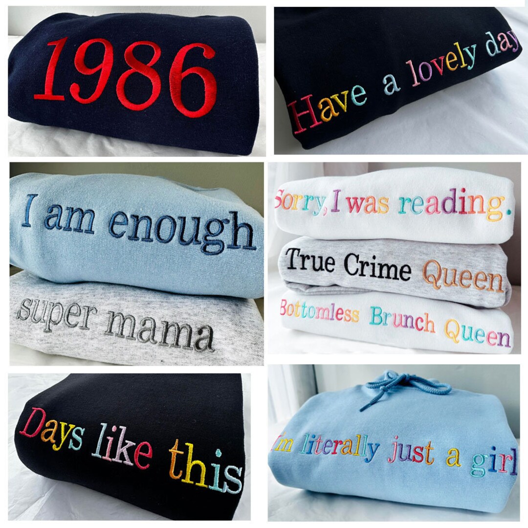 Besticktes Sweatshirt, personalisierter Hoodie-Text, kuscheliger