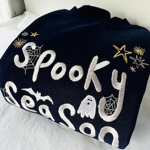 Spooky Season Embroidered Sweatshirt - Cute Autumn Sweater, Sweatshirt, Halloween Jumper
