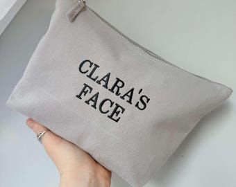 Personalised Embroidered Cotton Make-up Bag - Eco Friendly - Wash Bag - Mothers Day Gift
