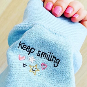 Embroidered Sleeve ADD ON 'Keep smiling' - Please read description carefully