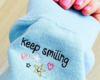 Embroidered Sleeve ADD ON 'Keep smiling' - Please read description carefully