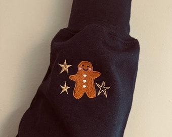 Embroidered Sleeve ADD ON - Ginger bread guy - Please read description carefully