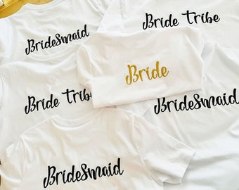 Embroidered Hen do T-shirt - Personalised - Bride/Bridesmaid/Bride Tribe Tops - Hen Party