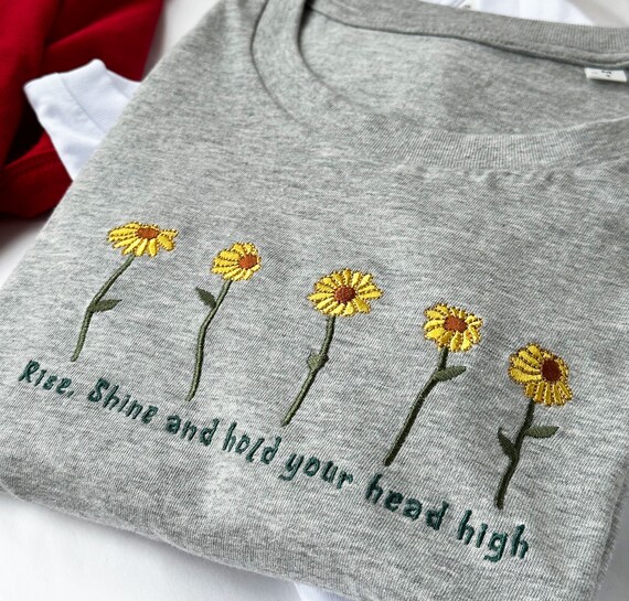 Embroidered Sunflowers T-shirt Unisex Organic Cotton Embroidered Sunflowers T-shirt Unisex Organic Cotton