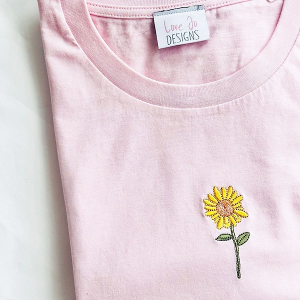 Sunflower Embroidered Organic T-shirt - Spring Summer Days