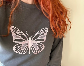 Extra Large Butterfly - Embroidered Sweater