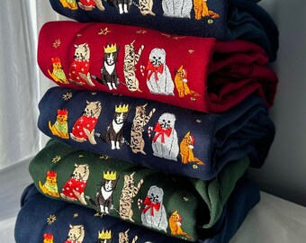 Festive Christmas Cats Embroidered Sweatshirt, Cute Christmas Sweater, Xmas Jumper, Cat Lover , Cats Sweatshirt