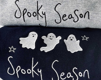 Embroidered Ghosts Jumper 'Spooky Season' Cute Autumn Sweater, Halloween Sweatshirt, Pumpkin Sweatshirt