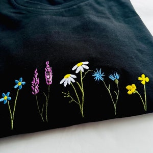 Wildflowers - Embroidered Organic Cotton Unisex T-shirt