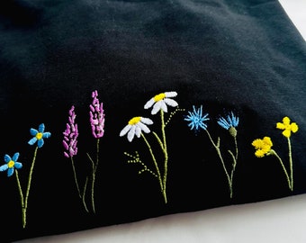 Fleurs sauvages - T-shirt unisexe brodé en coton biologique