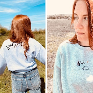 WANDERLUST NIGHT SKY -Embroidered Sweater - Super Cute & Unique - Perfect for Spring/Summer - Camping trips and adventures!