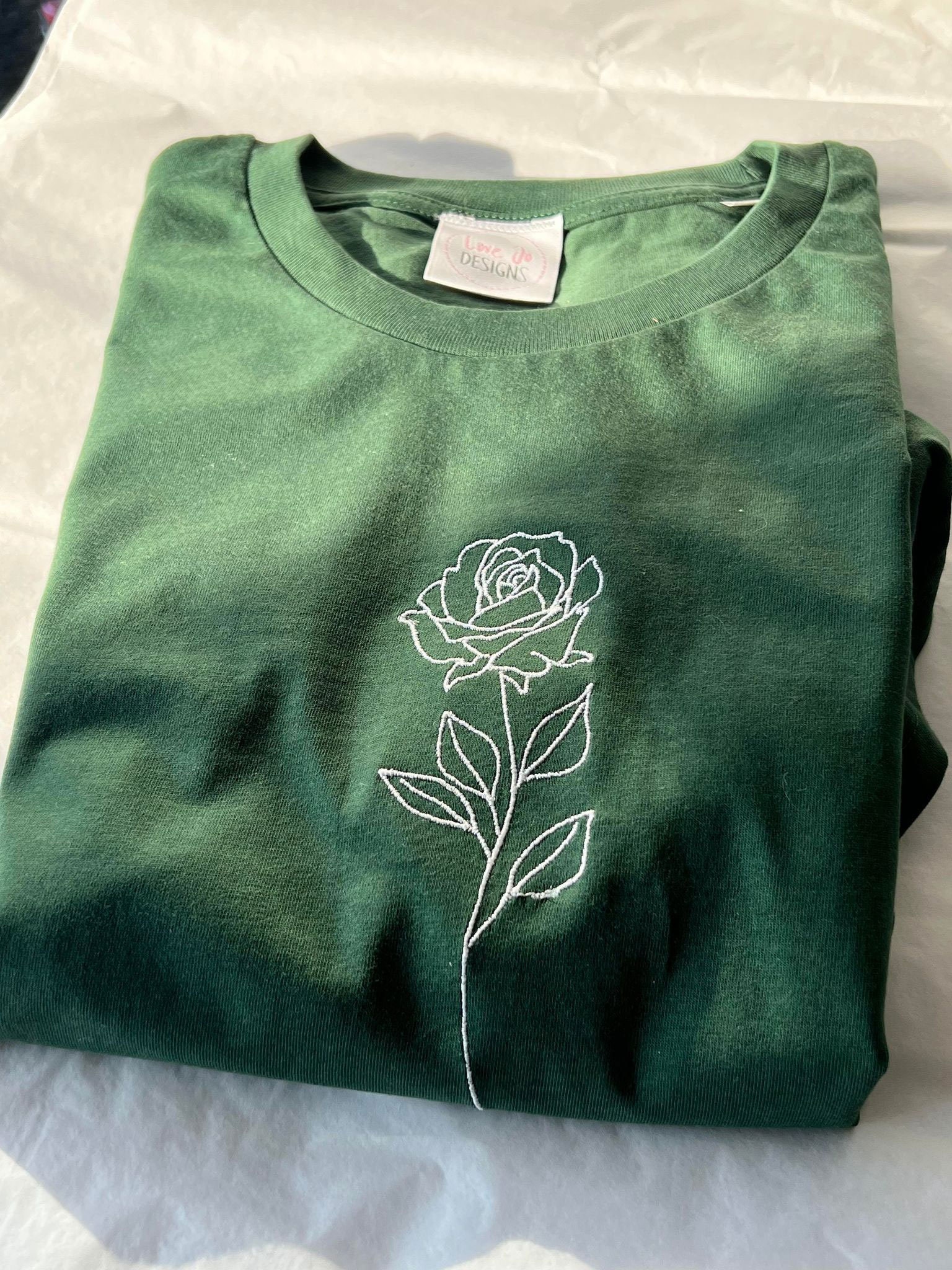 Rose T-shirt Hand Designs Top Unique Soft Drawn Embroidered Organic - Etsy Sustainable Single Rose Clothing