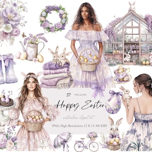 Diario de acuarela caprichoso para celebrar la Pascua: invitación con decoración blanca, estilo cottagecore, elegante y acogedor.