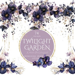 Agenda d'arrangements floraux Twilight Garden pour fille, tenue de journal aquarelle Cottagecore floral confortable céleste, déco bohème violet, invitation