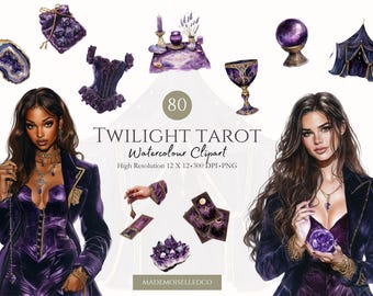 Midnight Tarot Digital Paper Bundle, himmlische nahtlose Muster, Witchy Tarot-Hintergründe, Dark Academia Scrapbook-Papier PNG