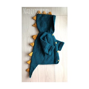 Dinosaur Cardigan Crochet Pattern in English PDF image 1