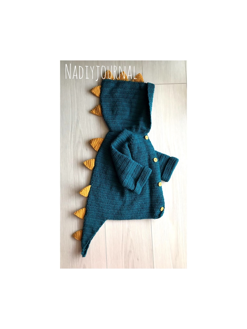 Dinosaur Cardigan Crochet Pattern in English PDF image 1