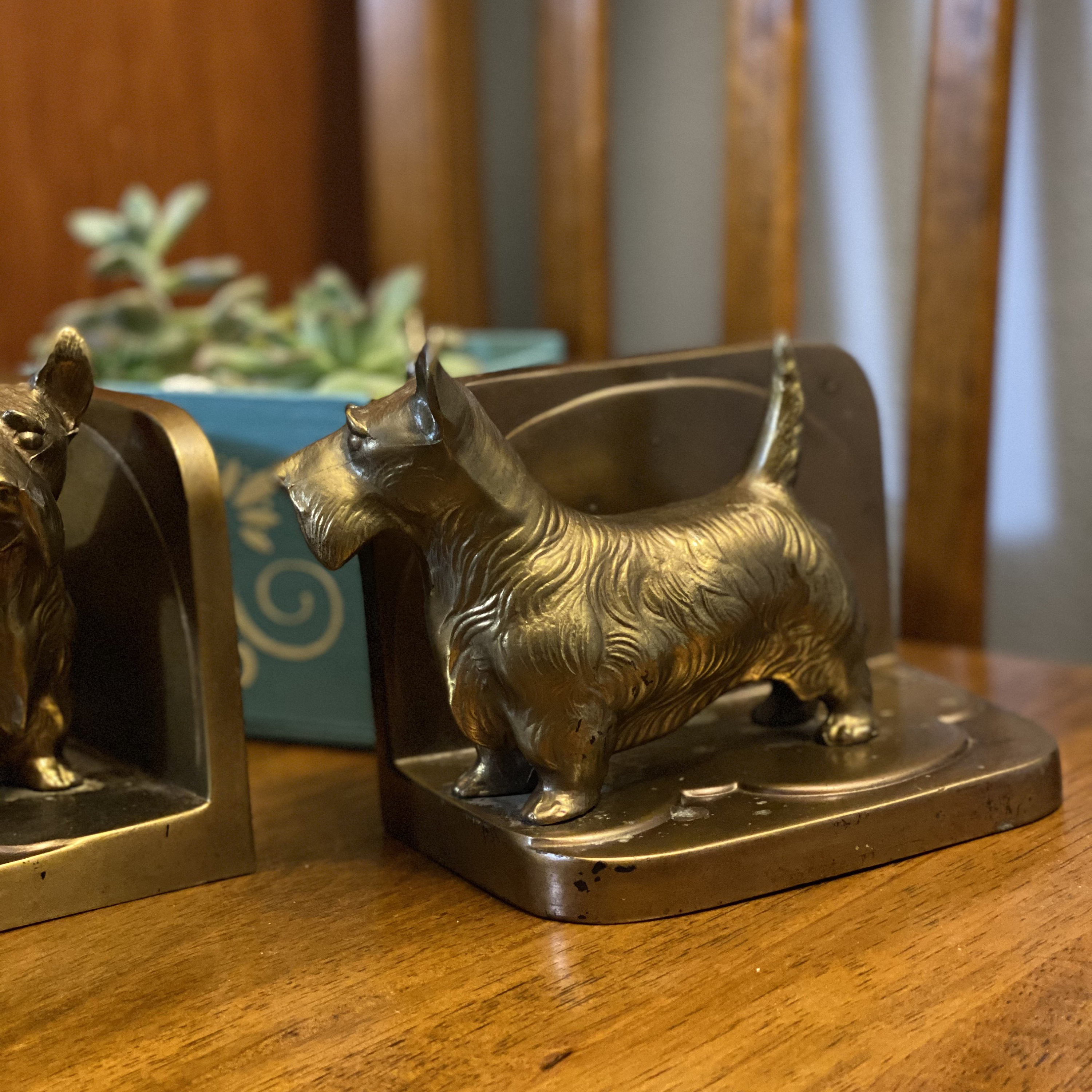 Set of two vintage cast iron Scottie dog bookends Etsy