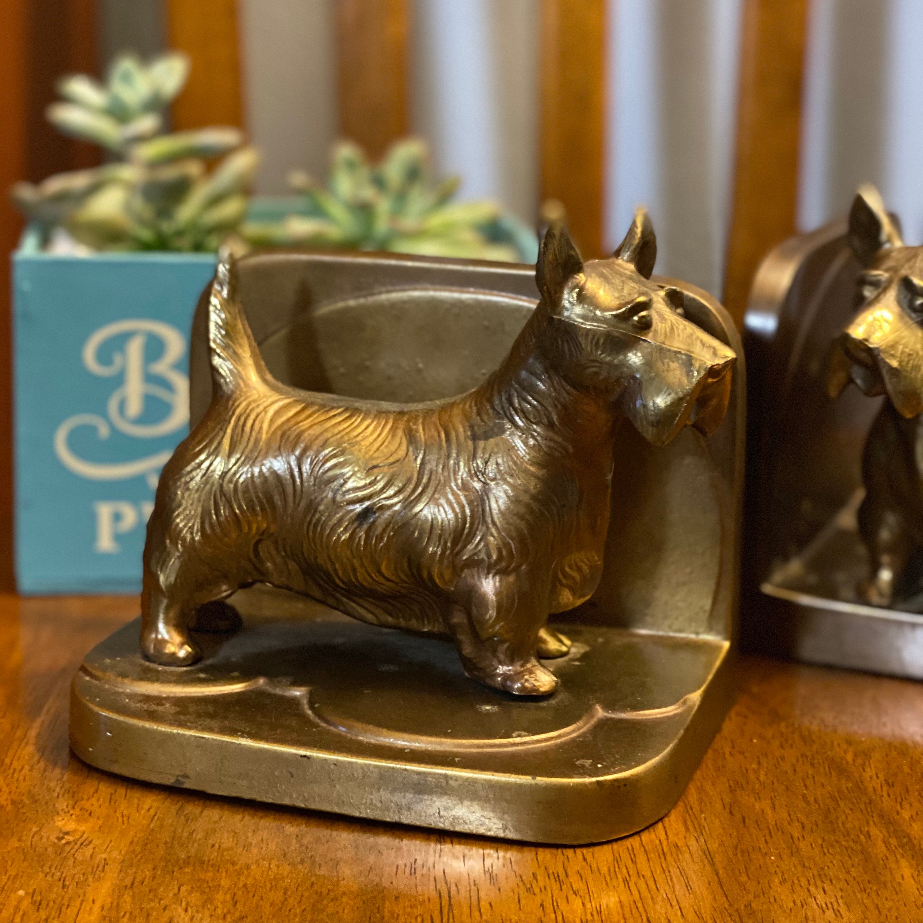 Set of two vintage cast iron Scottie dog bookends Etsy