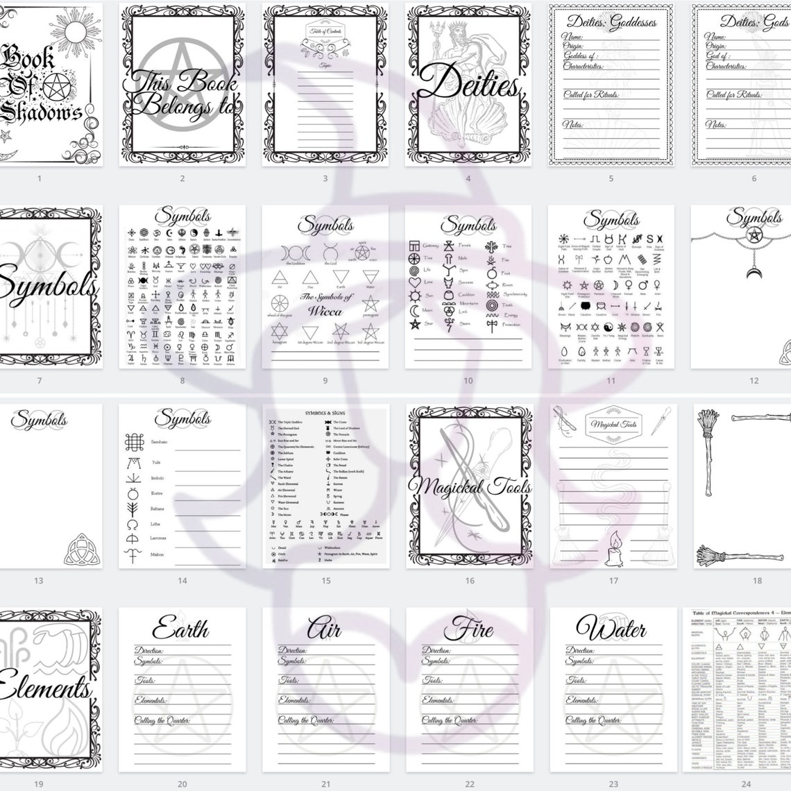 Book of Shadows Digital Download Templates Etsy Book of Shadows Digital Download Templates Etsy