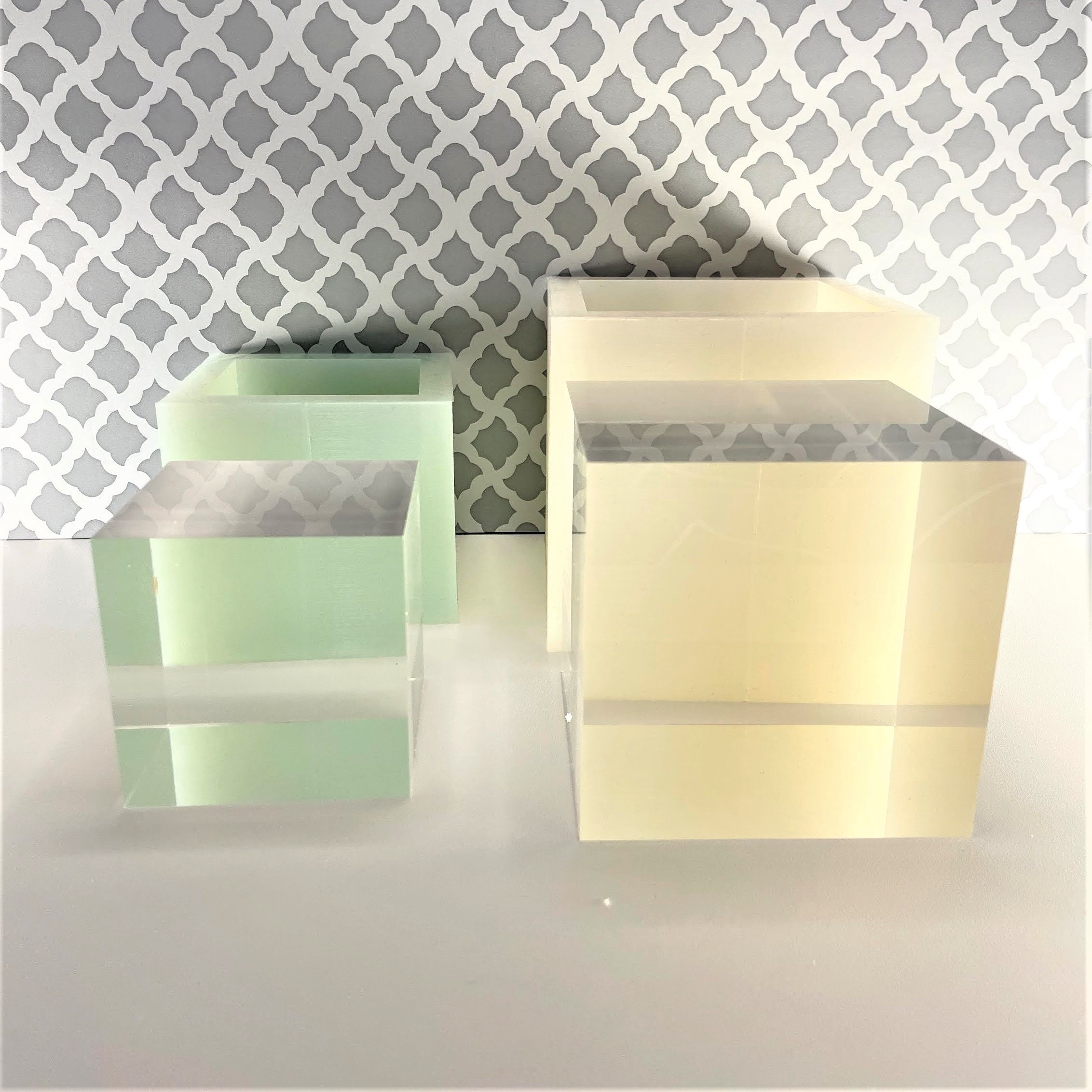 Deep Square Silicone Mold Shiny with Sharp Corners / Paperweight Squa…