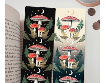MUSHROOMS BOOKMARK - Handmade bookmarks - mushroom stationery - mushroom lover gift - cottagecore bookmarks - Autumn bookmarks - fairy