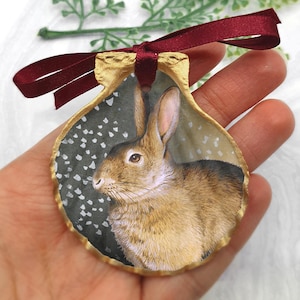Rabbit Ornament - Handmade Christmas ornament - Cottagecore ornament - Hare hanging decoration - Woodland decoration - Bunny decoration