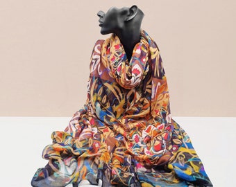 Autumn Scarf - William Morris Scarf - Floral Scarf - Nature Shawl - Designer scarf - Botanical wrap - Cottagecore scarf - Arts and crafts