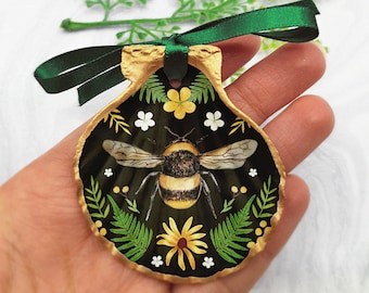 Biene - Handgemachte Weihnachtsverzierung - Cottagecore Verzierung - Biene hängende Dekoration - Geschenk für Bienenliebhaber - Geschenk für Gartenliebhaber - Hummel