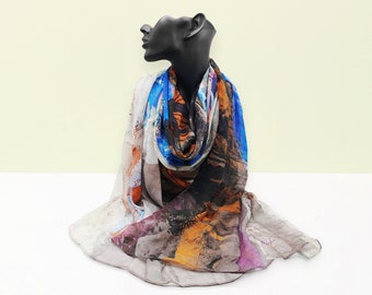 Oversized autumn scarf - soft large shawl - printed modal scarf - autumn colors - designer gift, shawl, wrap, headscarf, pareo