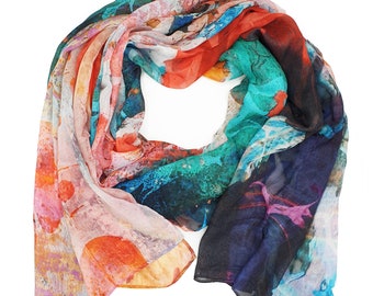 Oversized Scarf - Colorful modal shawl - Art shawl - Red scarf - luxurious scarf - designer scarf - scarf gift - Marble Scarf