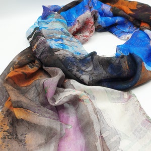 Oversized autumn scarf soft large shawl printed modal scarf autumn colors designer gift, shawl, wrap, headscarf, pareo image 4