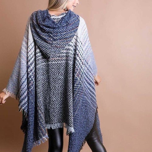 Women Knitted Hooded Poncho Crochet Pullover Cardigan Soft - Etsy