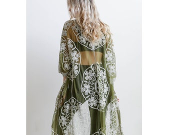 olive green lace dress