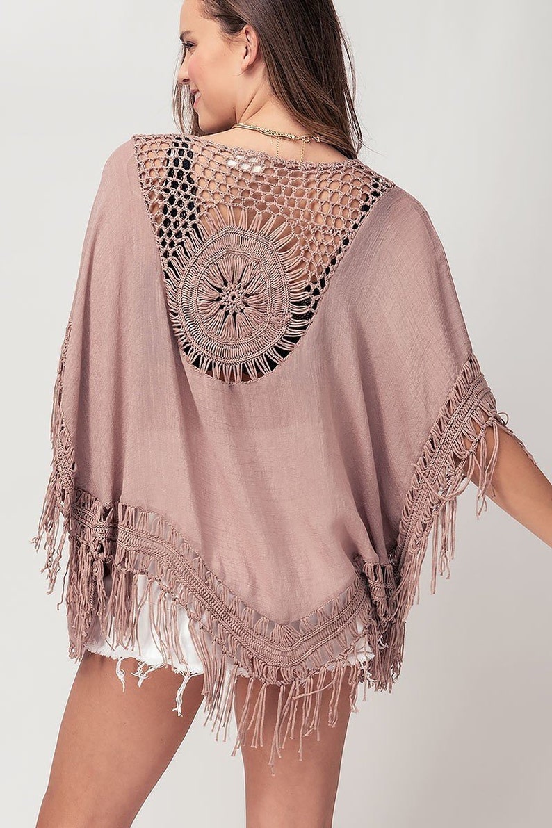 Black Medallion Tassel Kimono Kimono Wrap Beach Cover Etsy