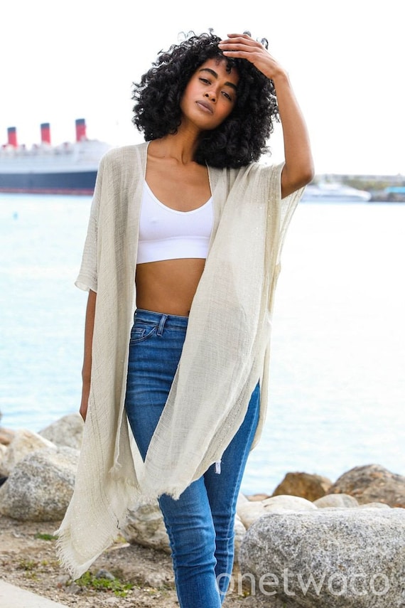 Solid Color Kimono Kimono Wrap Beach 
