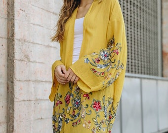 mustard kimono jacket