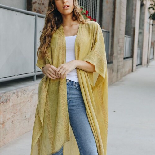 Mustard Yellow Kimono Kimono Wrap Beach 