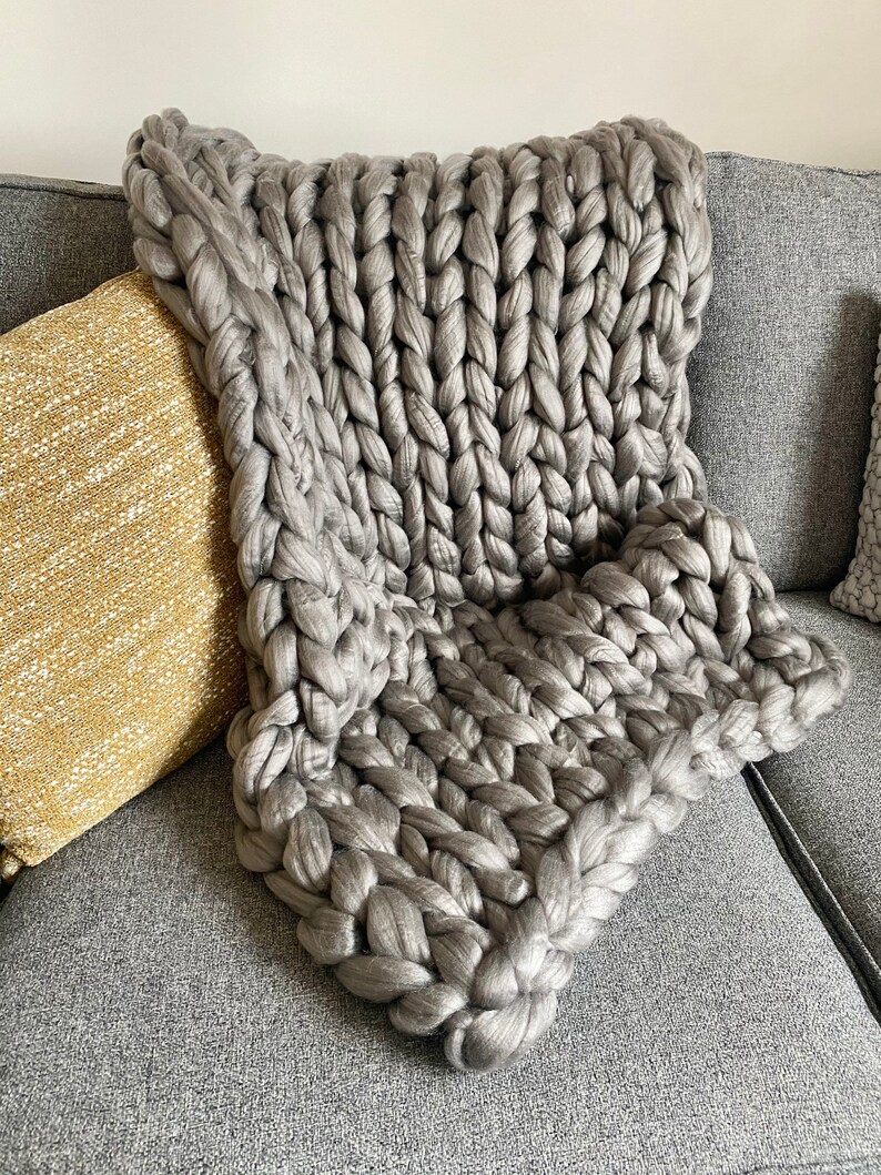 Chunky Knitted Woollen Bed Runner Blanket Throw Etsy