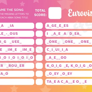 Eurovision Game Name the Song ABBA