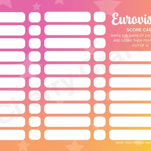 Eurovision Score Card