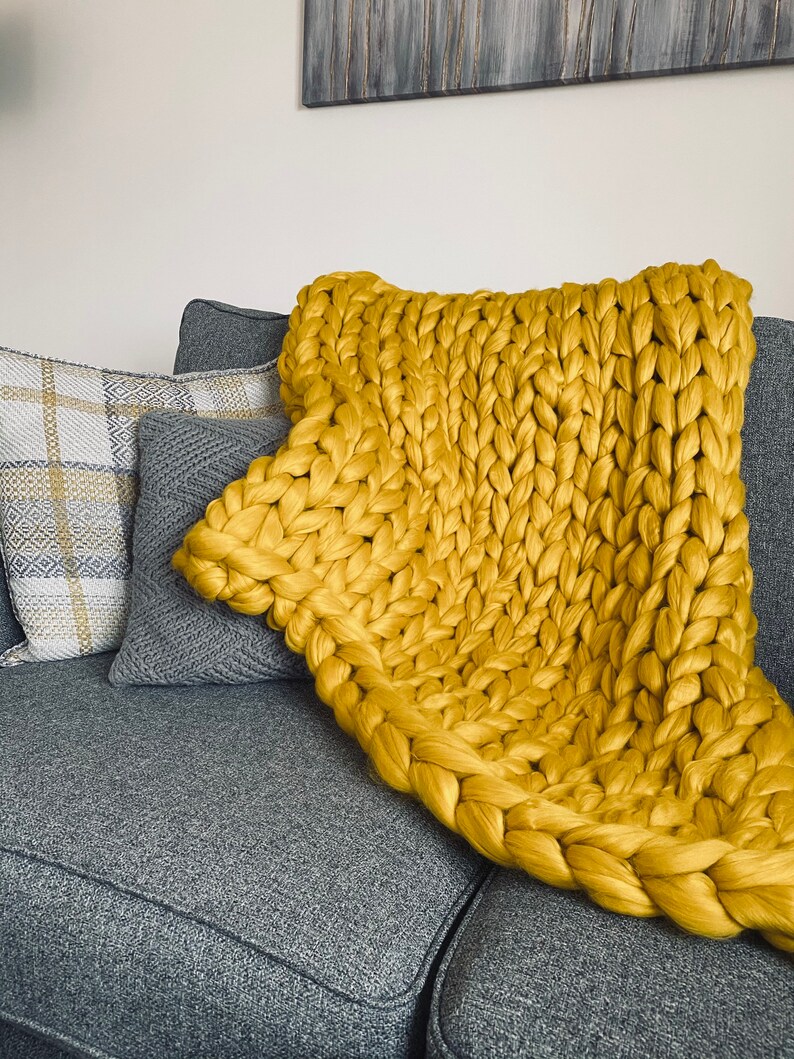 Chunky Knitted Woollen Bed Runner Blanket Throw Etsy