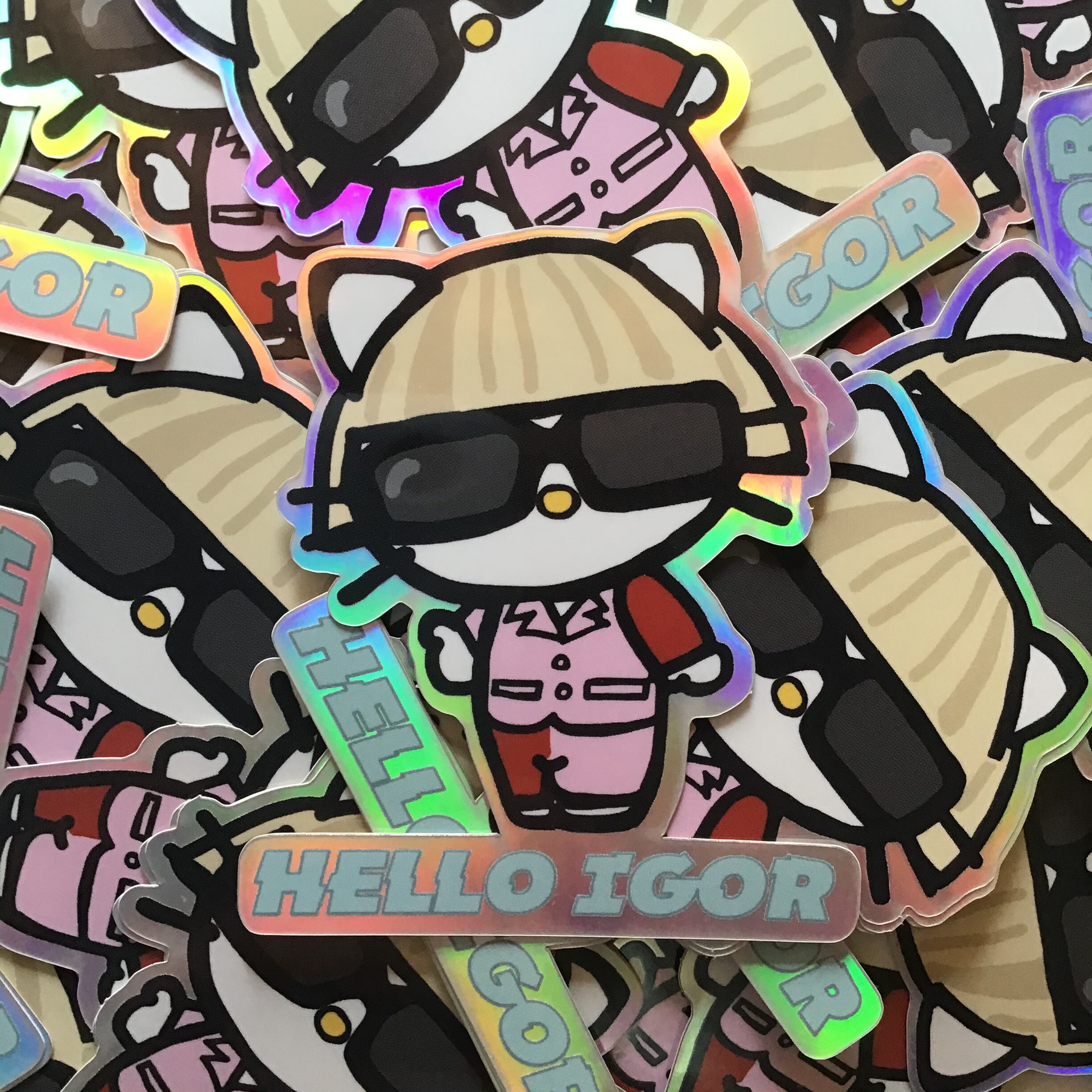 Igor Kitty: Tyler the Creator and Cat Fanart Holographic Vinyl Sticker