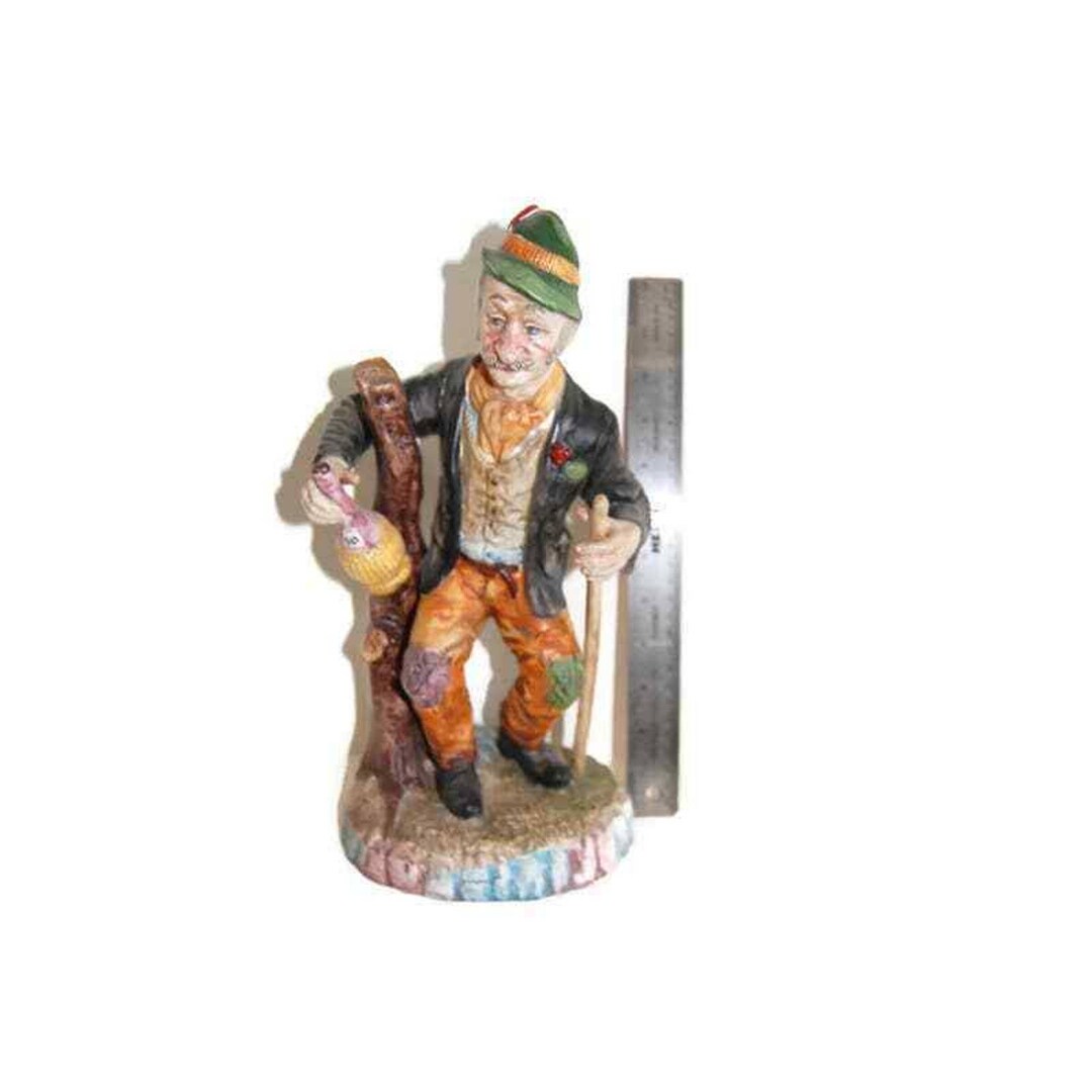 Rare Capodimonte Hobo Men Drinking Beer Sitting Porcelain Italian Art