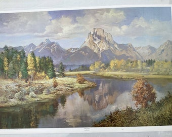 Mountains Landscape By Vernon Kerr "Grand Tetons" Rach Decor Litho 26X37