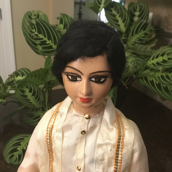 Vintage Indian Doll - Hand Made Bengali Doll in Traditional Punjabi Costume - Made in India